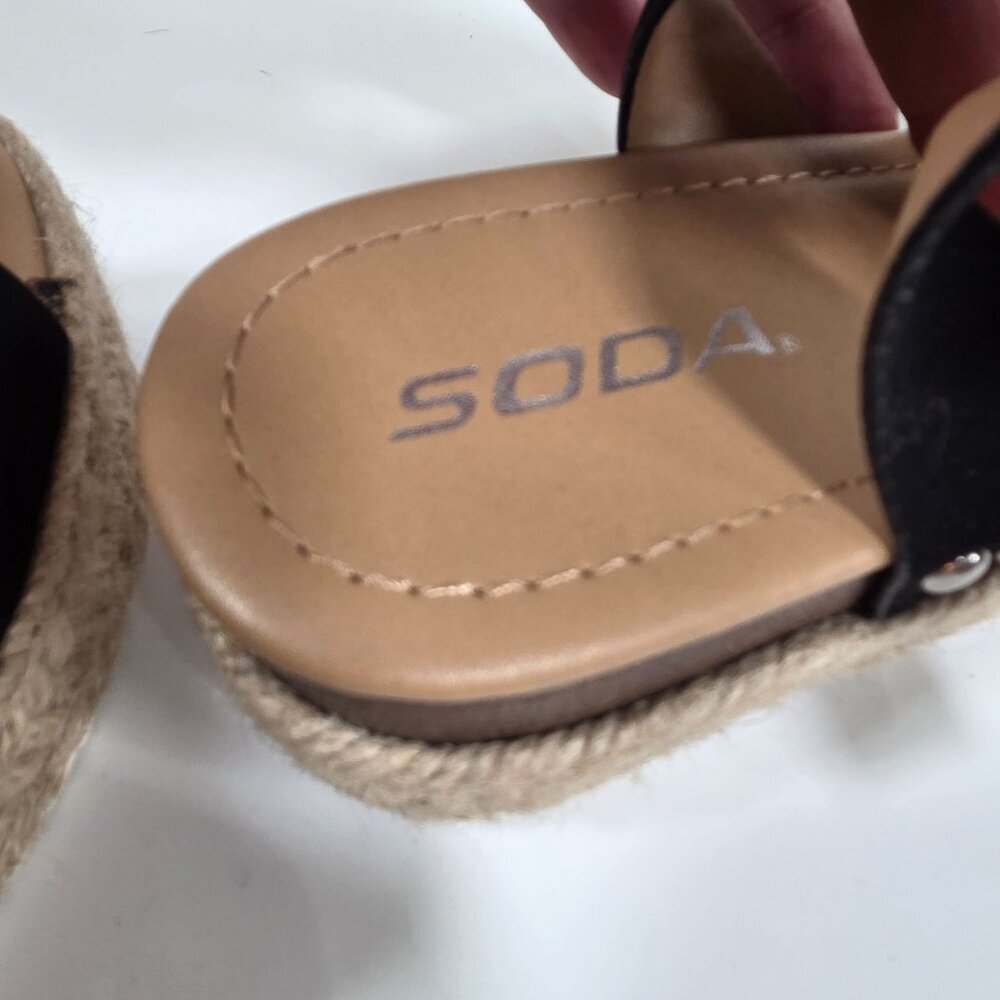 Soda Topic platform espadrille sandals Women's Open Toe Ankle Strape Black Size - Picture 6 of 7